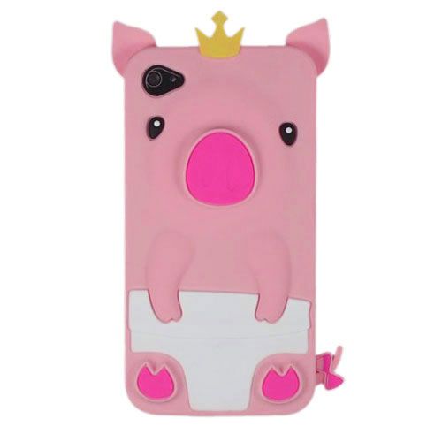 Case porco de coroa rosa claro